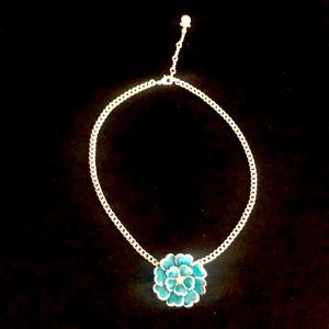 Green rose costume necklace